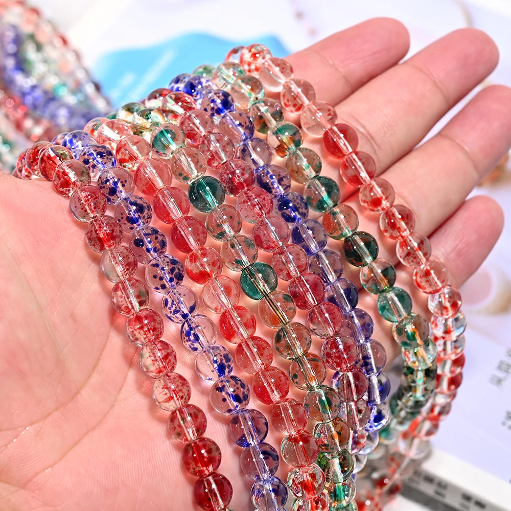 8 mm bemalte Kristallperlen aus Glas, lose Distanzperlen für Schmuckherstellung, DIY, handgefertigte Ohrringe, Armbänder, Halsketten, Zubehör