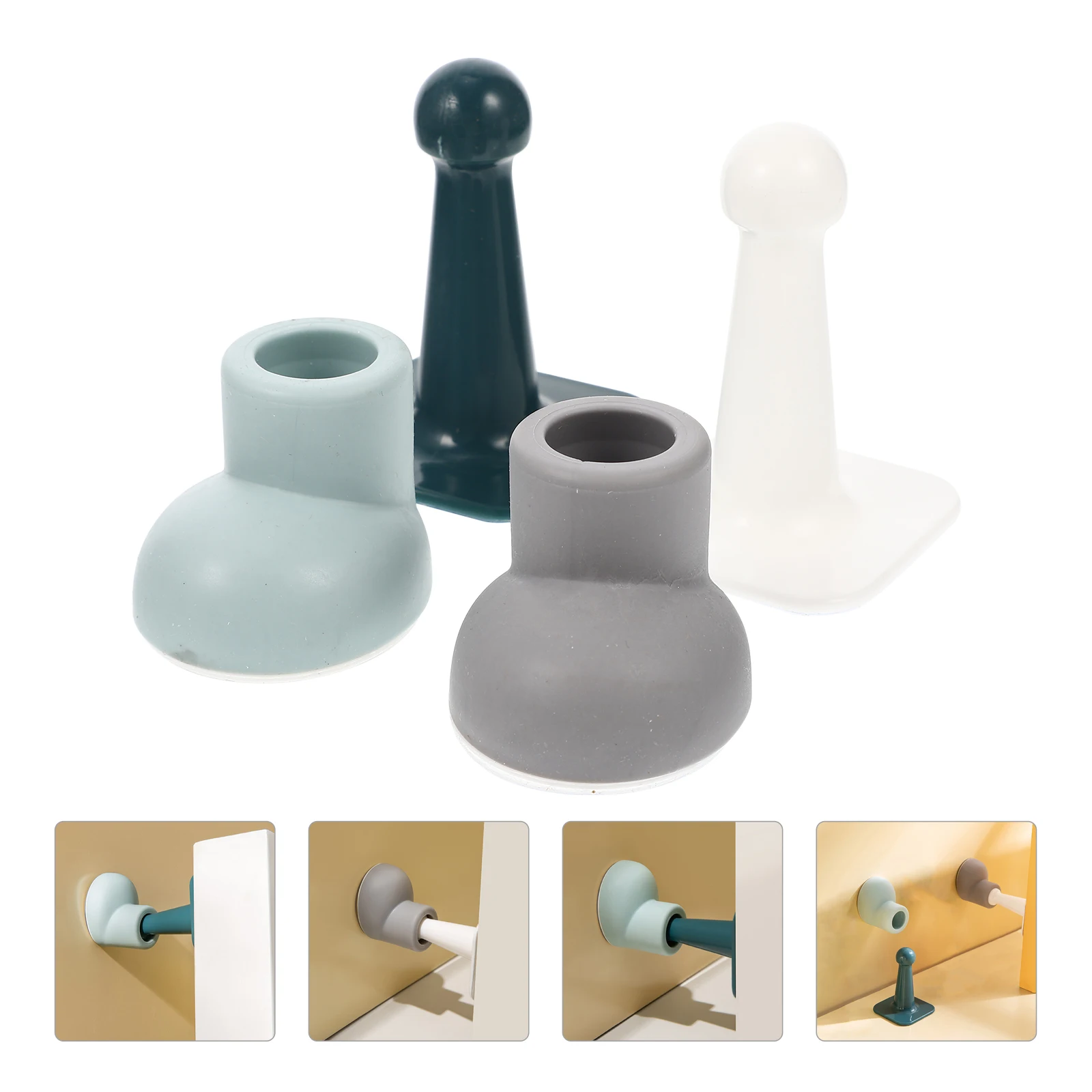 

Silicone Door Stopper 2 Sets Anti Collision Wall Protector Punch Free Non Slip Bedroom Bath Kitchen Door Knob Stop Adorn Nail