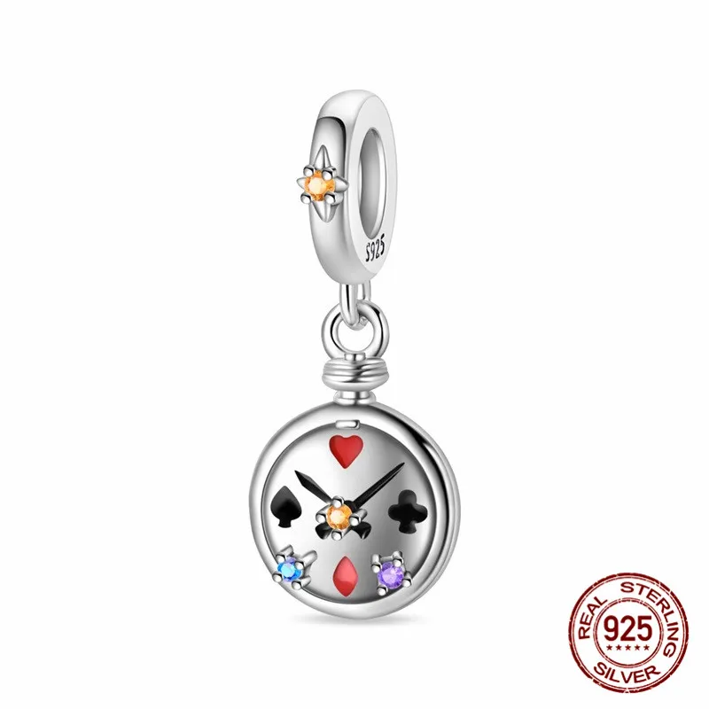 

A captivating 925 sterling silver zircon poker pendant bead paired with an original bracelet a DIY womens jewelry gift