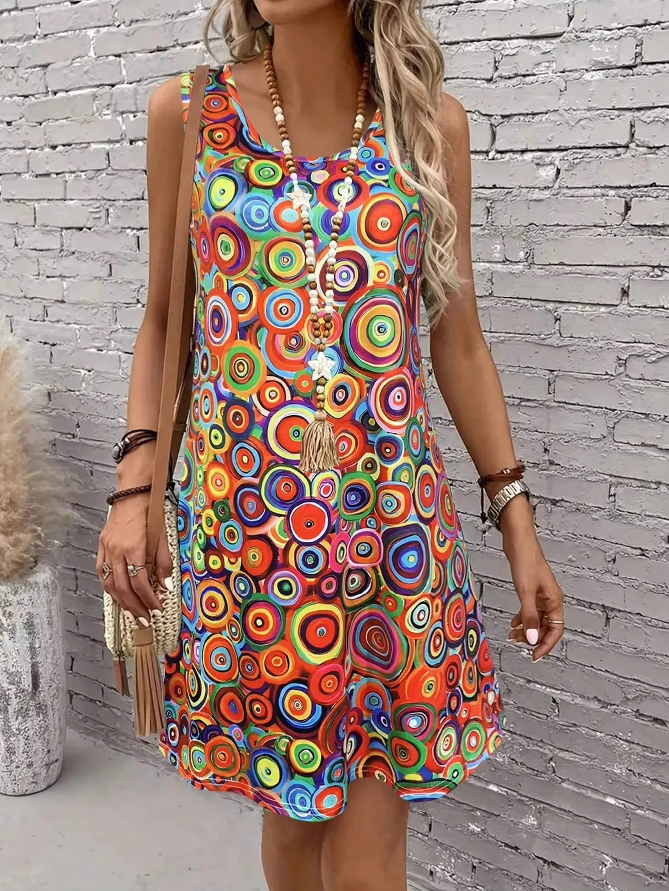 Schulterfreies Minikleid mit Allover-Print für Damen, sexy Urlaubs-Sommerkleid, fließendes Sommer-Strandkleid, Boho-Chic, kurzes Kleid für Damen