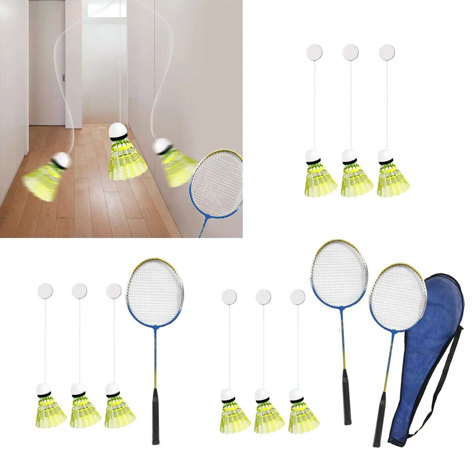 Badminton Trainer Self Practice Kids Adults Tool Badminton Training with Badminton Shuttlecock for Games Sports Fitness Home