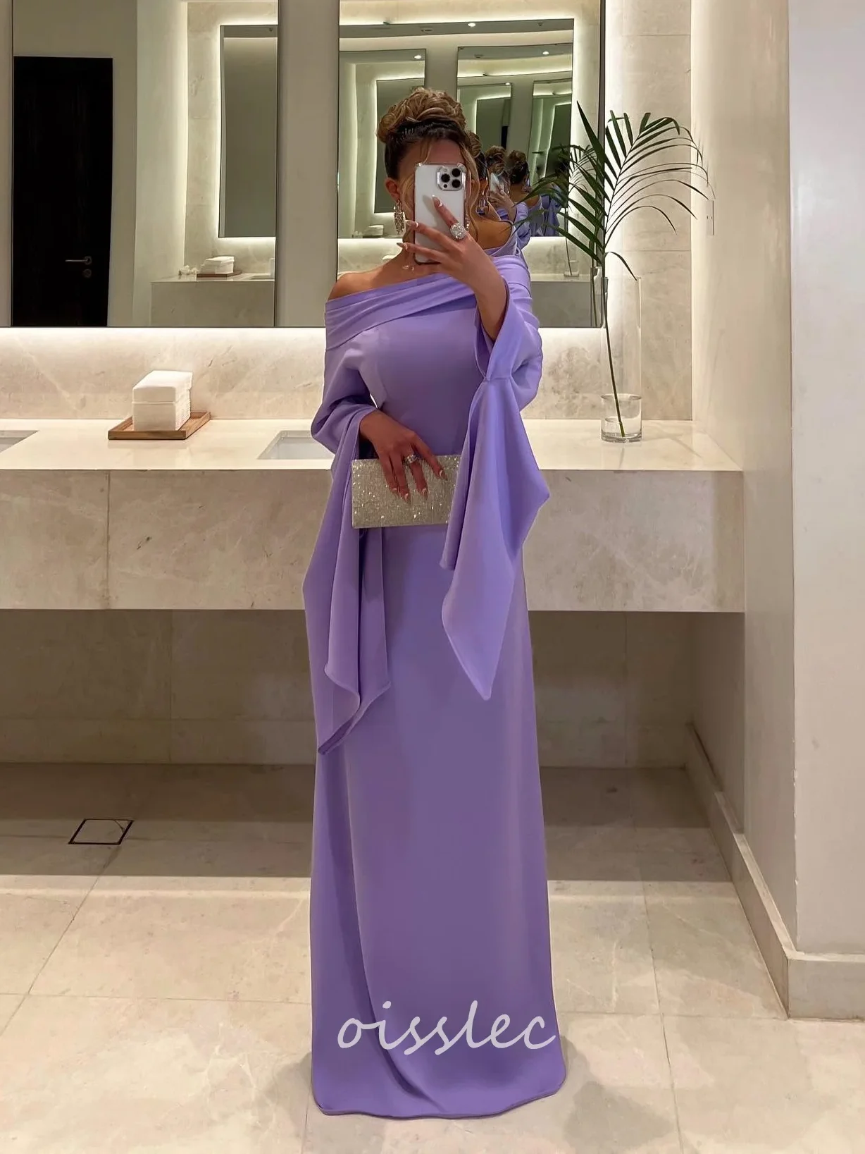 Oisslec Simple Purple Evening Dresses off Shoulder Formal Occasion Gown Prom Dress For Ramadan 2024 vestidos de noche