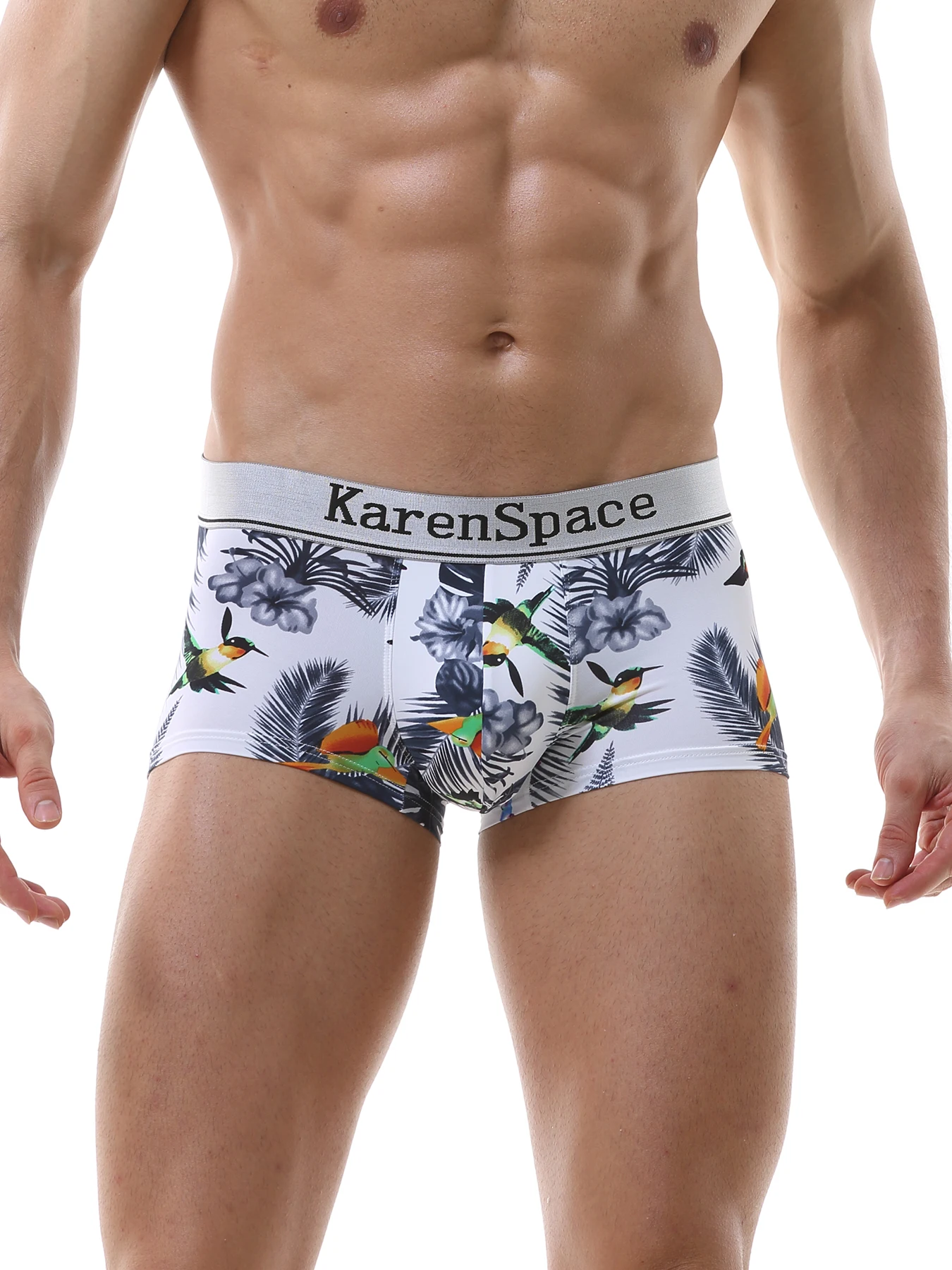 Men's Big-Size Student-Style Cotton Print Straight-Leg Pants Cartoon-Theme Slim-Fit Breathable Trendy Four-Cornered 1pc