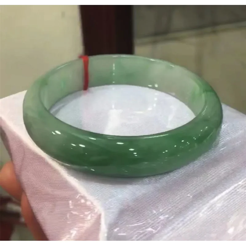 

NEW Ice Glutinous Floating Green Flower Natural Jadeite Refined Fashion Superior Quality Bangle Jade Bracelet Handring Jewelry