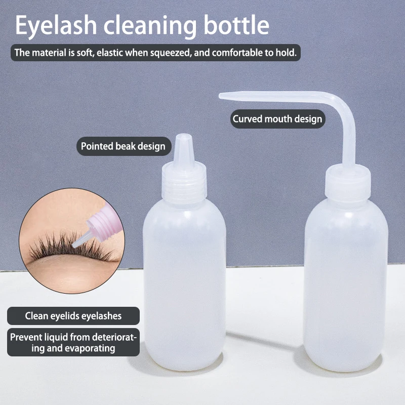 1pcs Eyelash Cleaning Bottle,Elbow Cleaning Bottle Water Squeeze Dropper Plastic Squeeze Bottles Lash Bath Bottles Primer Kettle