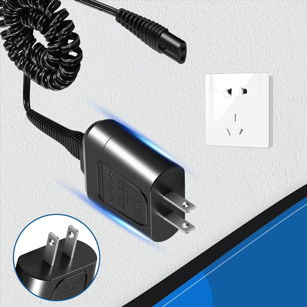 

ABPO Power Cord for Braun Shaver Series 7 3 5 S3 Charger for Braun Electric Razor 190/199 Replacement 12V Adapter US Plug