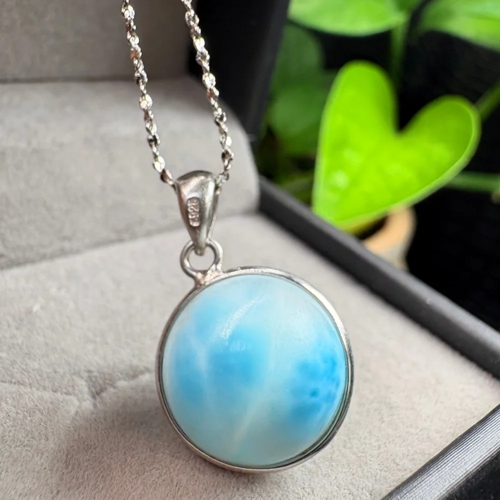 1PCS Natural Larimar Quartz Pendant Polished Crystal Reiki Healing Jewelry Gift Rock Decoration S92