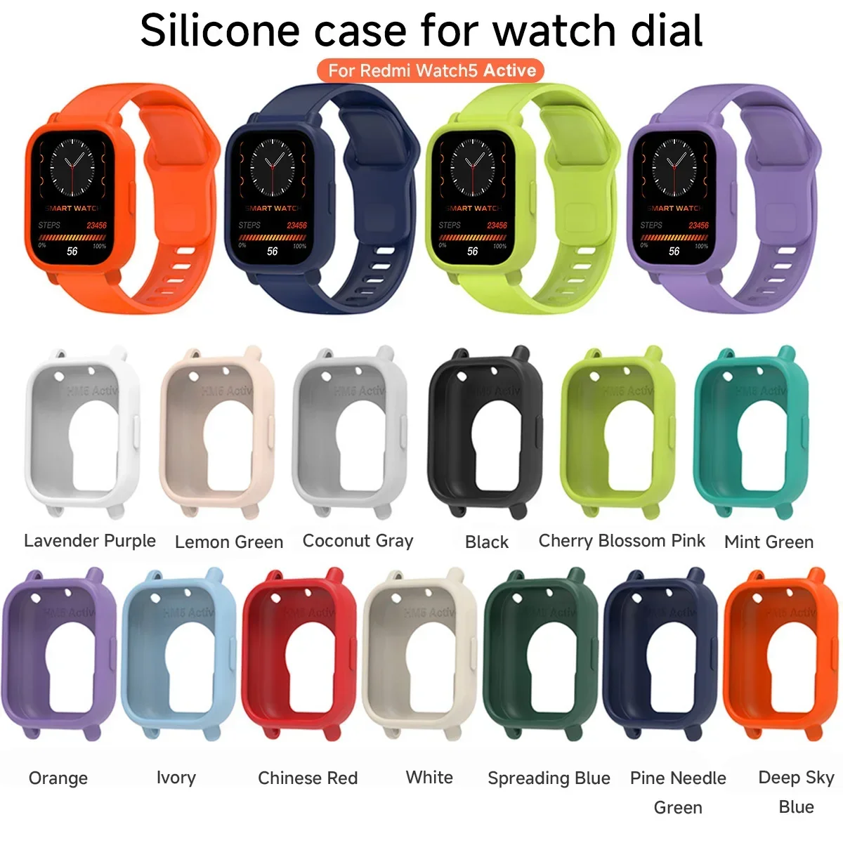 Watch Case For Redmi Watch 5 Active/5 Lite Watch Decoration Soft Silicone Cover For Redmi Watch 5 Lite Scratch Protective Shell