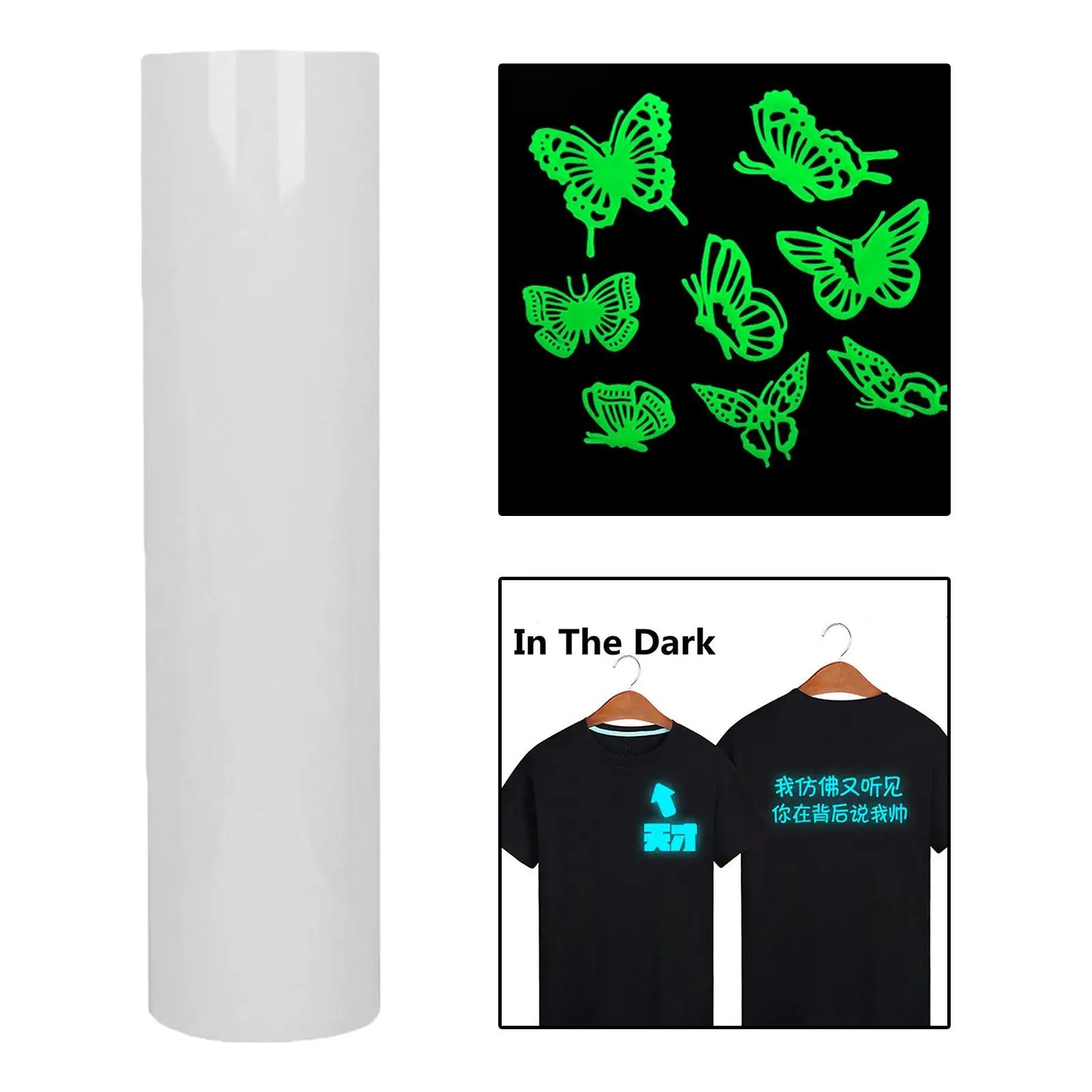 Glow In the Dark Heat Transfer Vinyl Luminous for Iron On Garment Clothing Arts Crafts Leather Bags Paper DIY Craft Tool