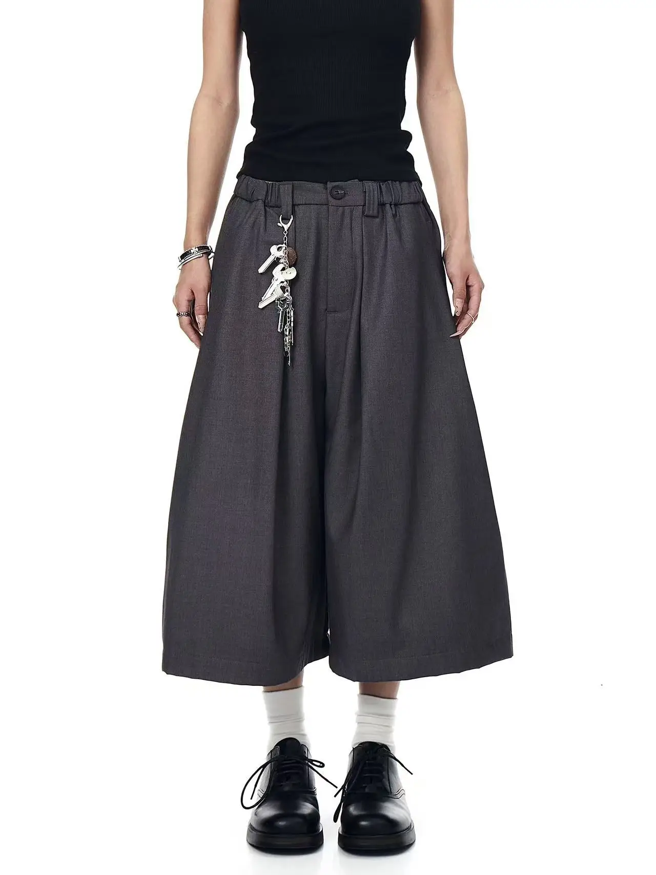 Gray Wide Leg Casual Pants Men Women Fashionable Loose Fit Seven Inch Harbour Style Design Casual Trousers for All Seasons