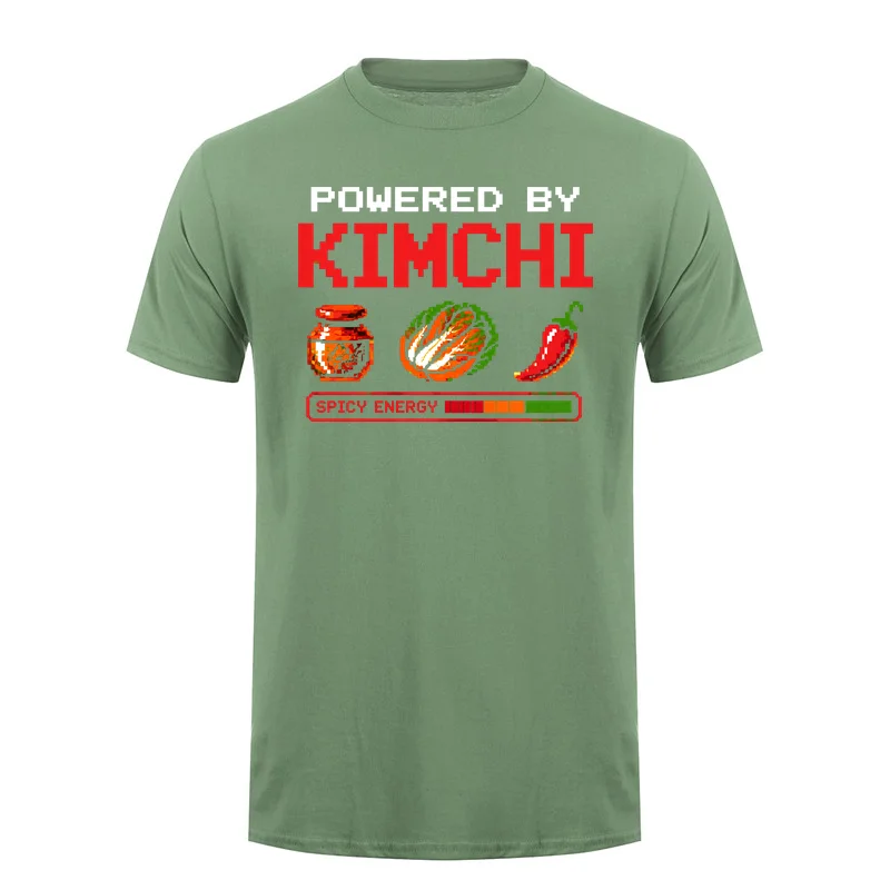Fashion Powered By Kimchi T Shirt Korean Culture K Food Fan Shirt Gift Graphic Tee Casual Streetwear Clothing DA-117