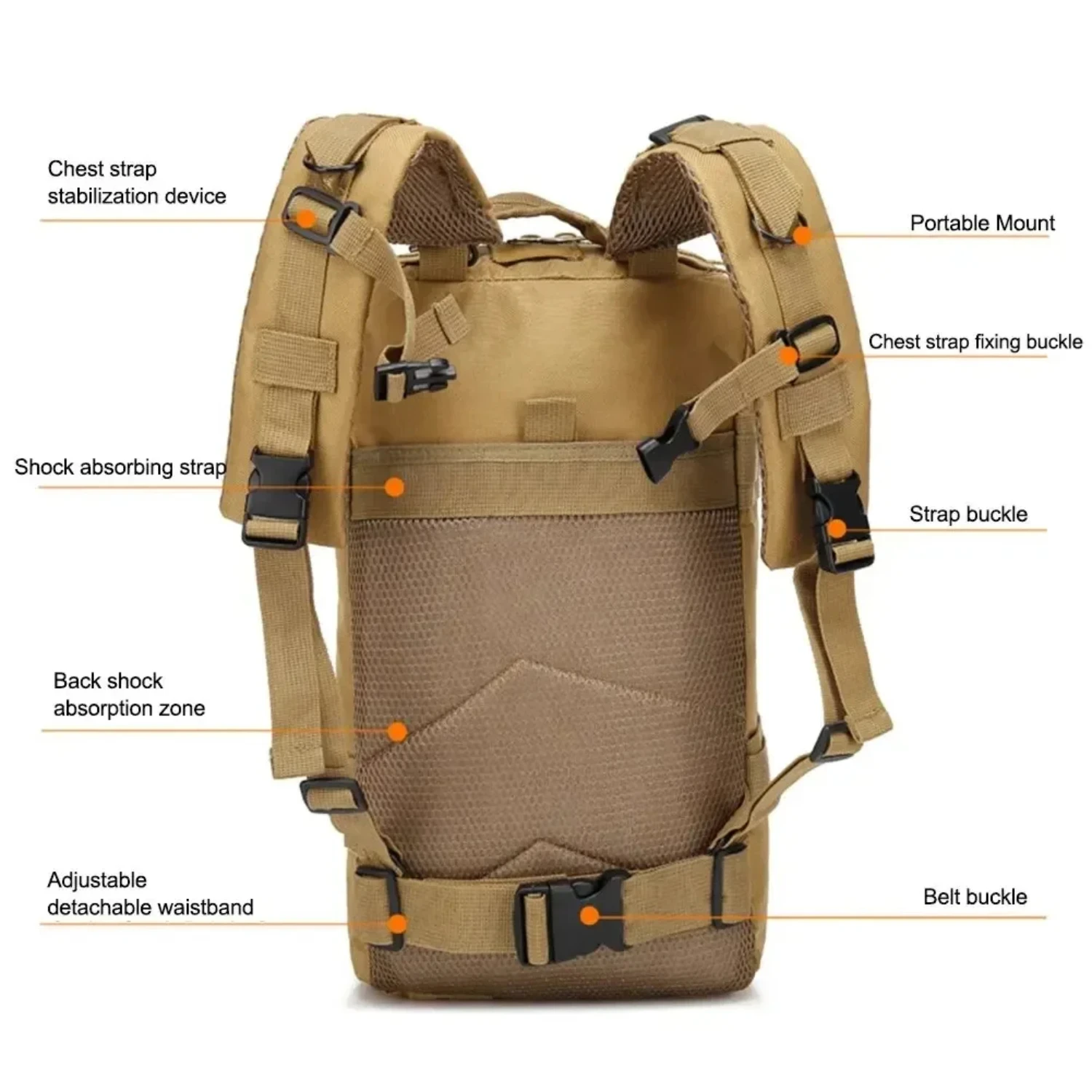 Mochila tática militar para viagem, esportes, camuflagem, escalada ao ar livre, caça, pesca, caminhadas, pacote 3P