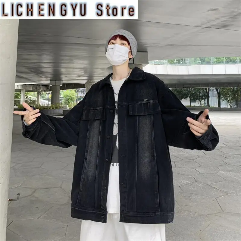 

Men's Denim Jacket Spring and Autumn New Ins Trendy Suit Hong Kong Style Handsome Top Loose Workwear Jacket American Retro Style