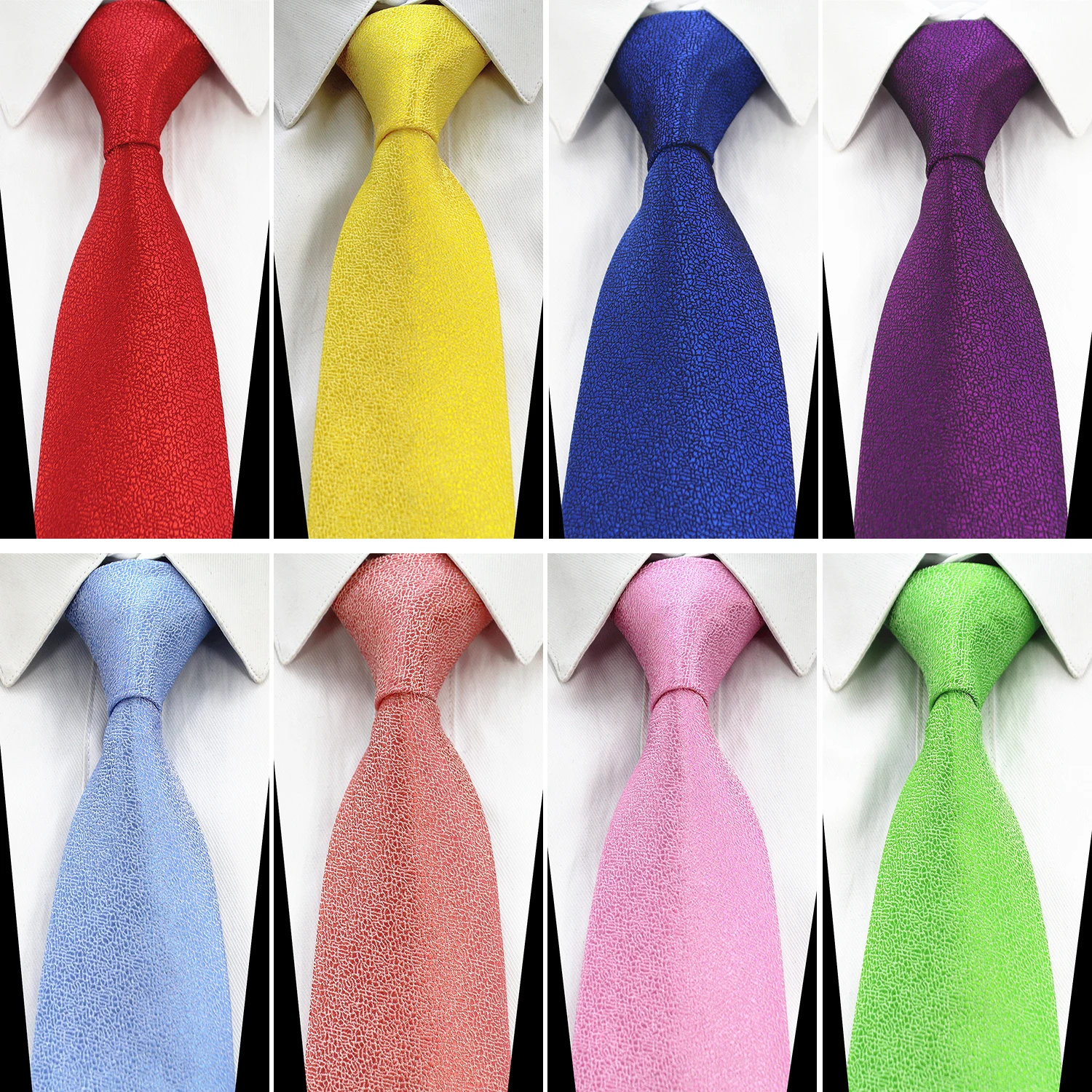 

Classic 8CM Silk Tie Men Solid Black Red Purple Pink Textured Necktie Man's Formal Wedding Office Party Gift Accessories