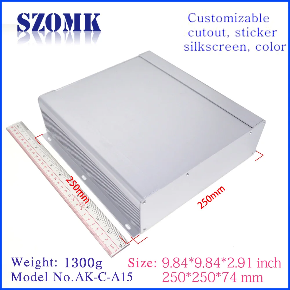 

1Pcs/lot top selling aluminium housing case in Silver color 74X250X250MM aluminium case diy housing design