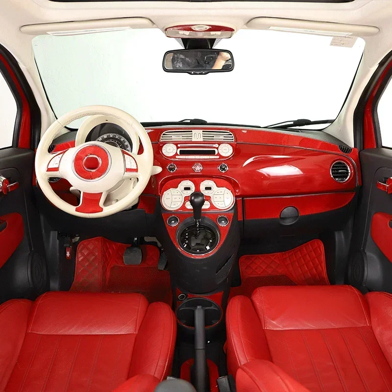 soft carbon fiber For Fiat 500 2007-2019 car gear panel decorative sticker car interior and exterior accessories Car kit
