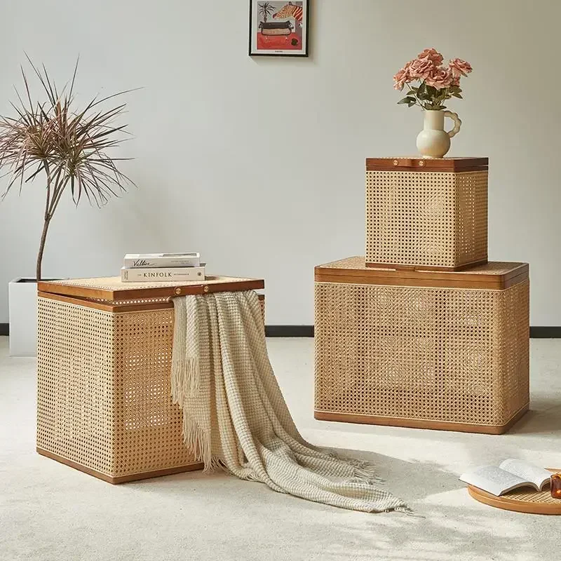 The product can be customized. Storage basket storage box PE rattan retro square