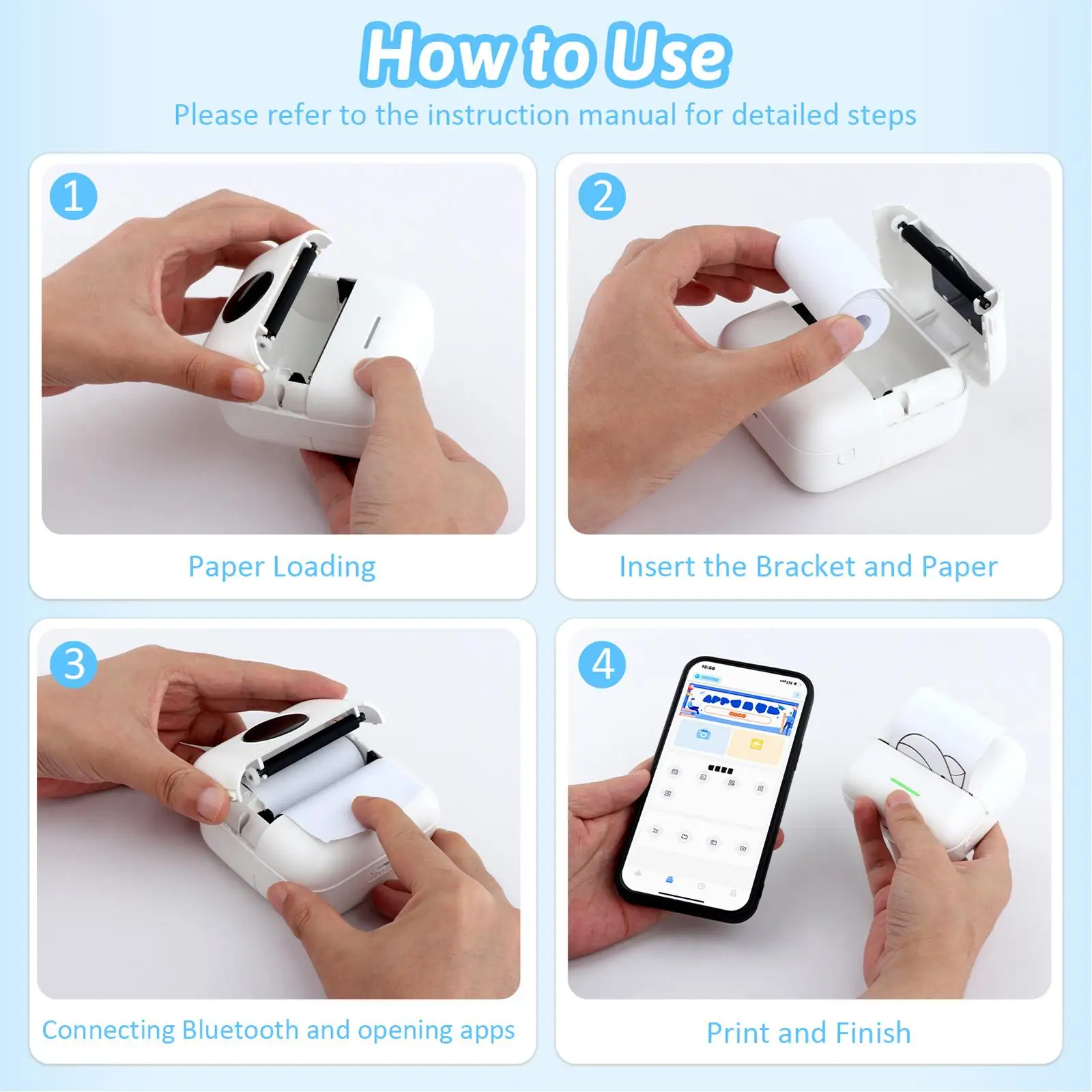 

Portable Thermal Printer Pocket Bluetooth Label Printer Label Maker for Lists Journal Study Notes DIY Scrapbook Kids Gift
