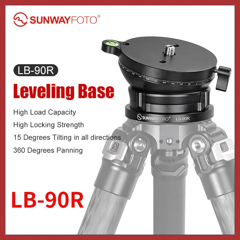 

SUNWAYFOTO LB-90R 360° Panoramic Leveling base Tripod Head 55 lbs（25kg） Load Capacity