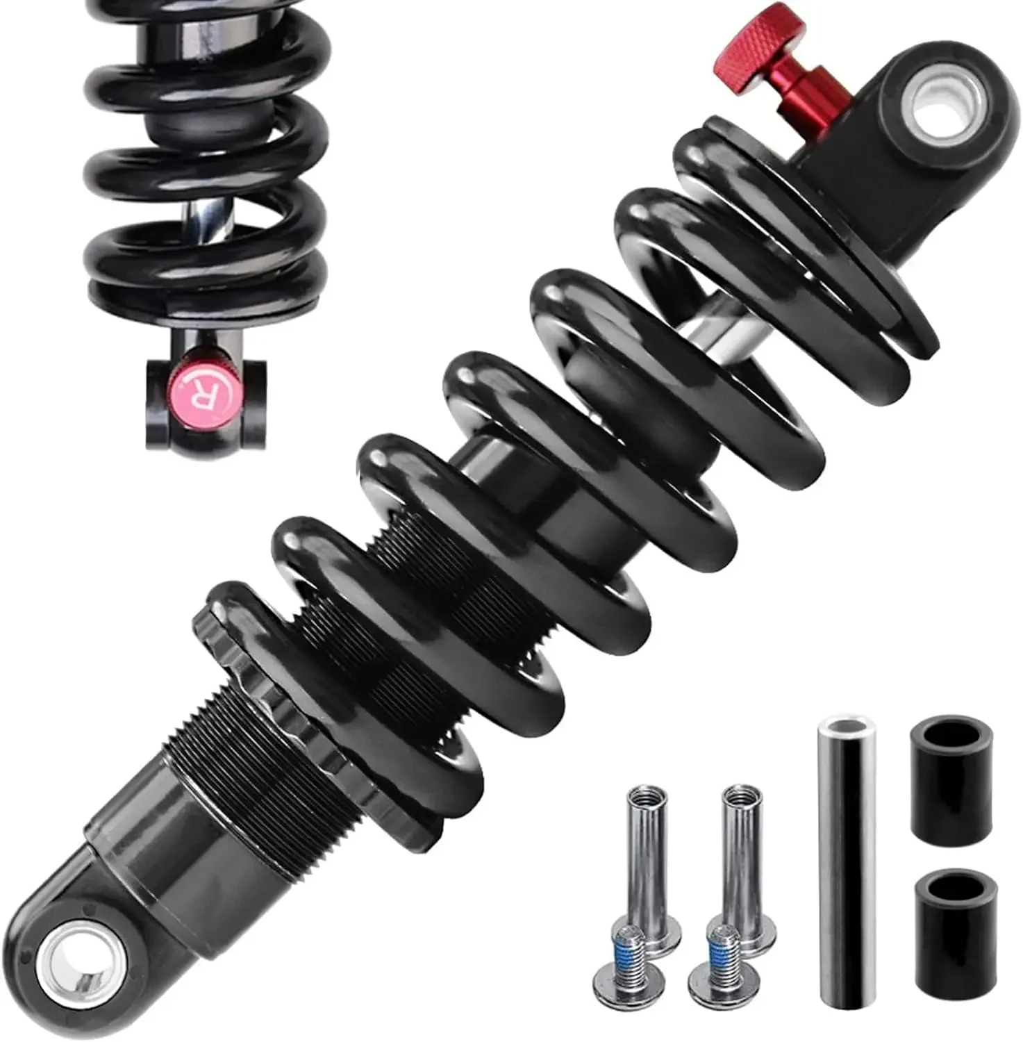 

Mountain Bike Rear Shock Absorber,Coil+Oil Shock Absorber Adjustable Damping Hydraulic Rear Shocks,Spring Suspension 250 Lbs To