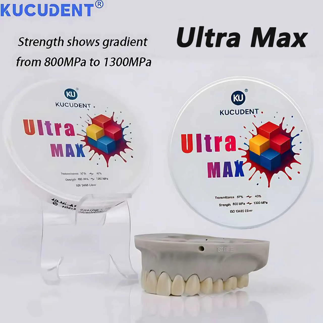 

Dental Lab Multilayer Zirconia Disc 98mm Ultra Max 8 Layers Color A1/A2/A3 Open CAD/CAM System Dentistry Milling Materials