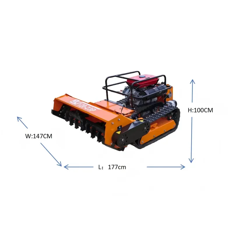 2026Hot High Torque 23HP 997CC Engine Self Propelled Remote Control Tracked Lawn Mower with Flail Blade for Orchard