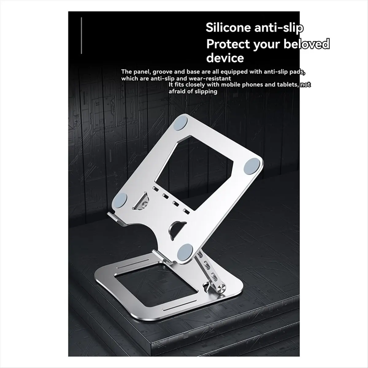 Stable- Alloy Steel Laptop Stand Foldable Lift Laptop Cooling Base Ergonomics Light and Handy Design Computer Accessories Silver