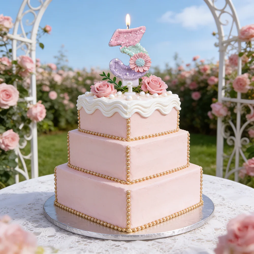 Mehrfarbige Gänseblümchen-Geburtstagskerze, Tortendekoration, Bunte 3D-Zahlenkerze, Leuchtende Zahlenkerze für Hochzeit, Party, DIY-Kuchendekoration