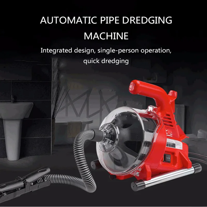 Electric Sewer Pipe Dredging Machine 220V Pipe Dredger Drain Cleaner Toilet Kitchen Pipe Cleaner Pipe Dredge Device