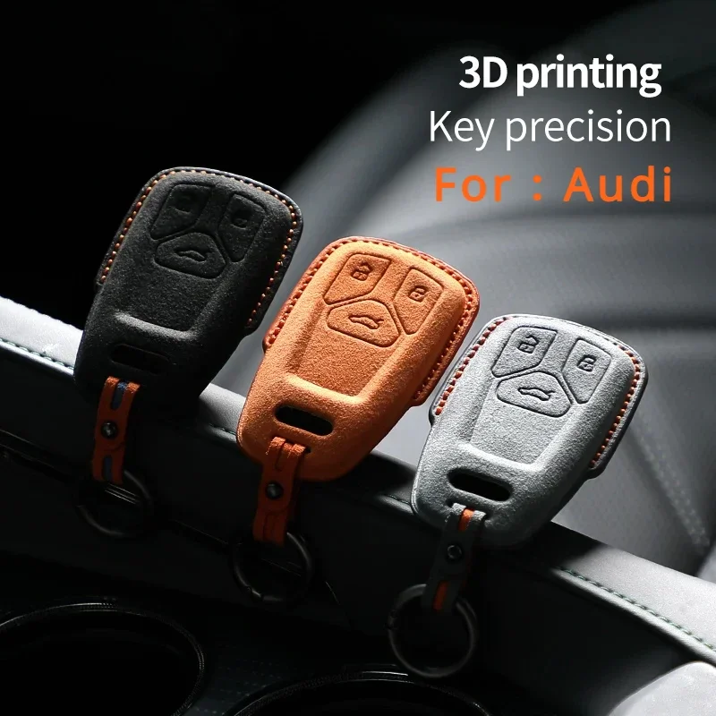 

Alcantara Car Key Case Cover Shell Protector Bag for Audi A4 B9 A5 A6 8S 8W Q5 Q7 4M S4 S5 S7 TT TTS TFSI RS Auto Accessories