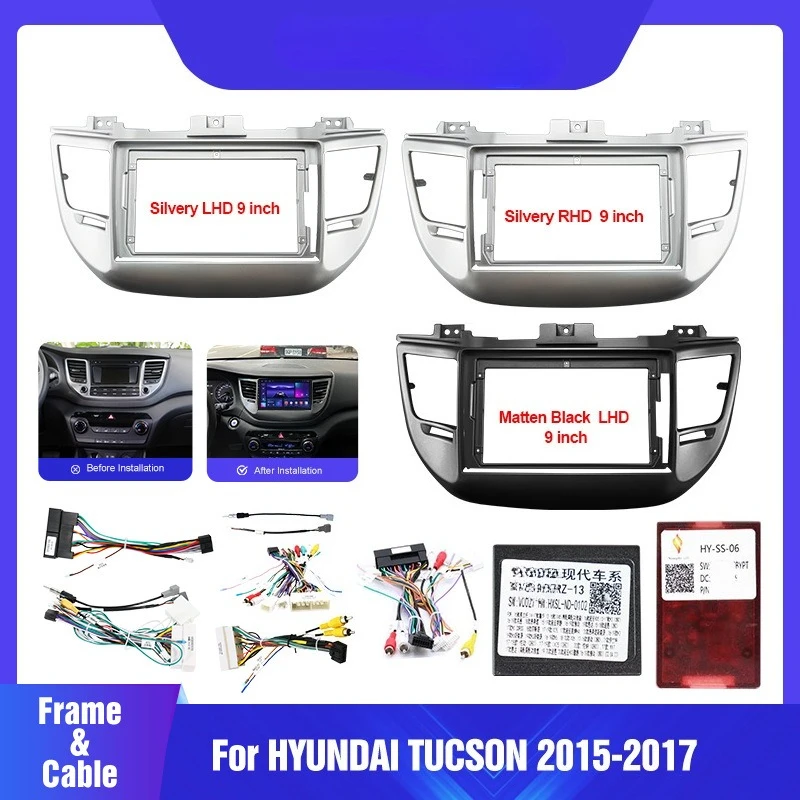 For  Android Radio Fascia Dash Panel For Hyundai Tucson 2015-2017 Car Multimedia Navigation Installation Frame