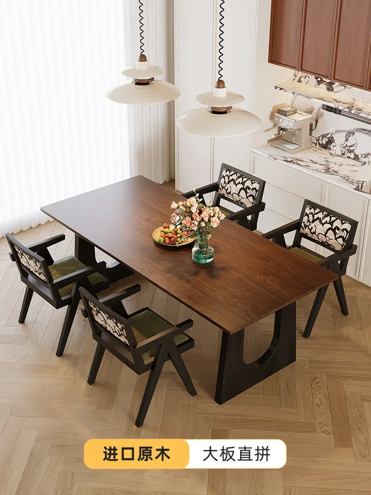

3North American Black Walnut Dining Table Vintage Style Large Long Desk Dining Table Solid Wood Large Board