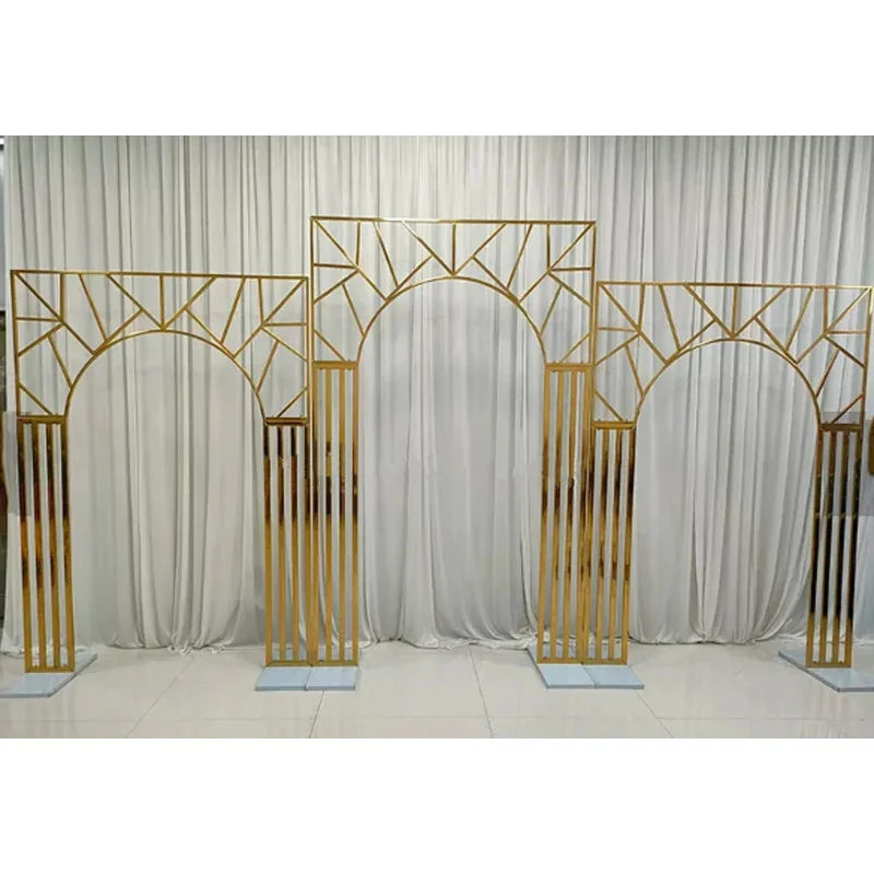 Metal Wedding flower Arch Frame Circle gold Wedding Props Stage Background Wreath Backdrop Round square Arch wedding decoration