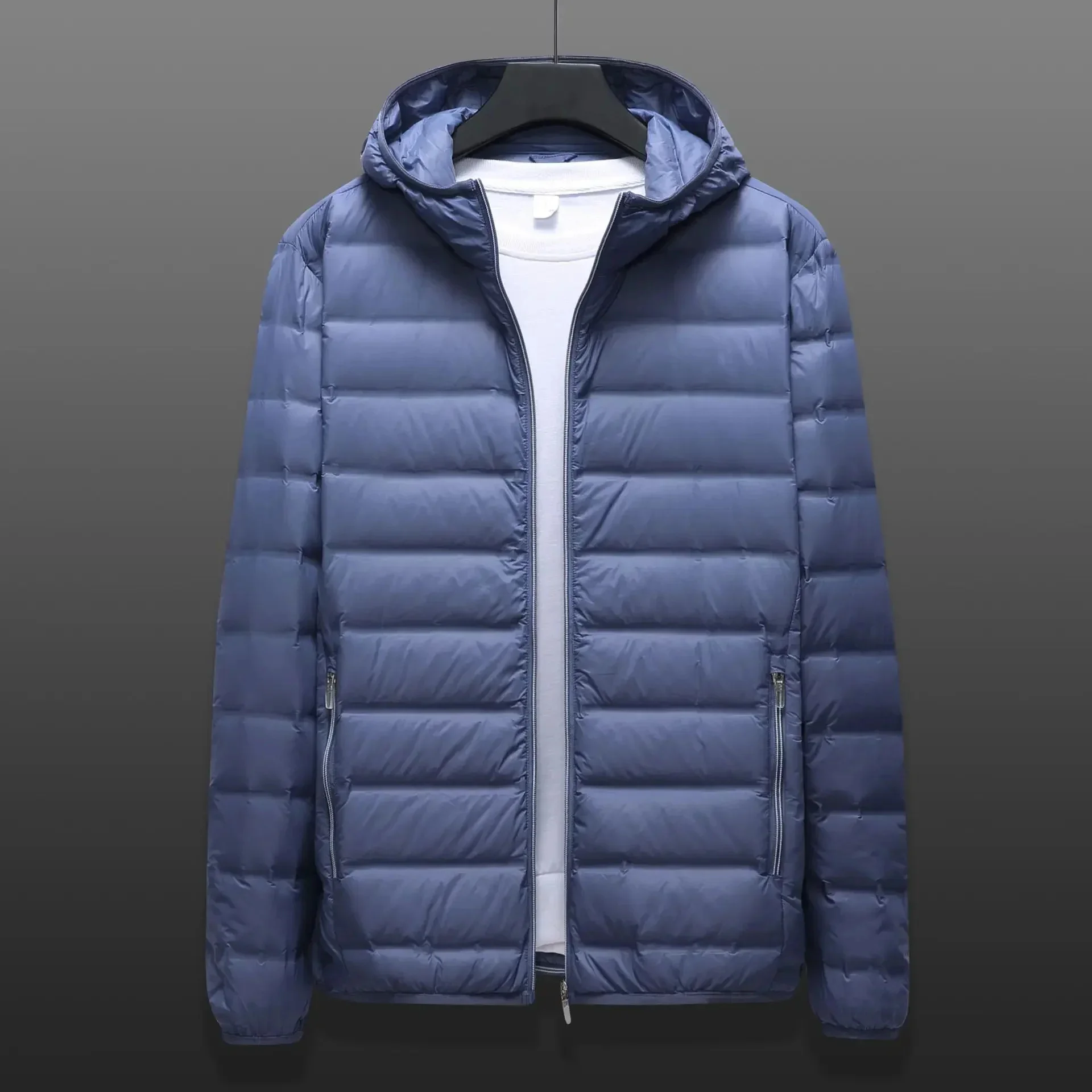 Spring Autumn Winter Ultra Light Down Jacket Men Hooded Collar 90% White Duck Coat Weight Puffer Plus Size 8XL