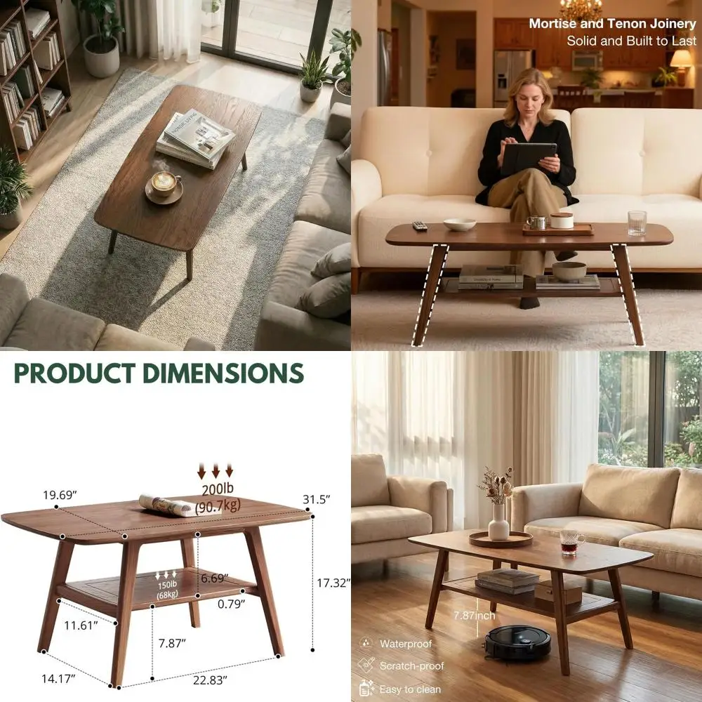 

Двухуровневый журнальный столик из массива дерева - компактный дизайн для небольших гостиных (орех, 31.49)