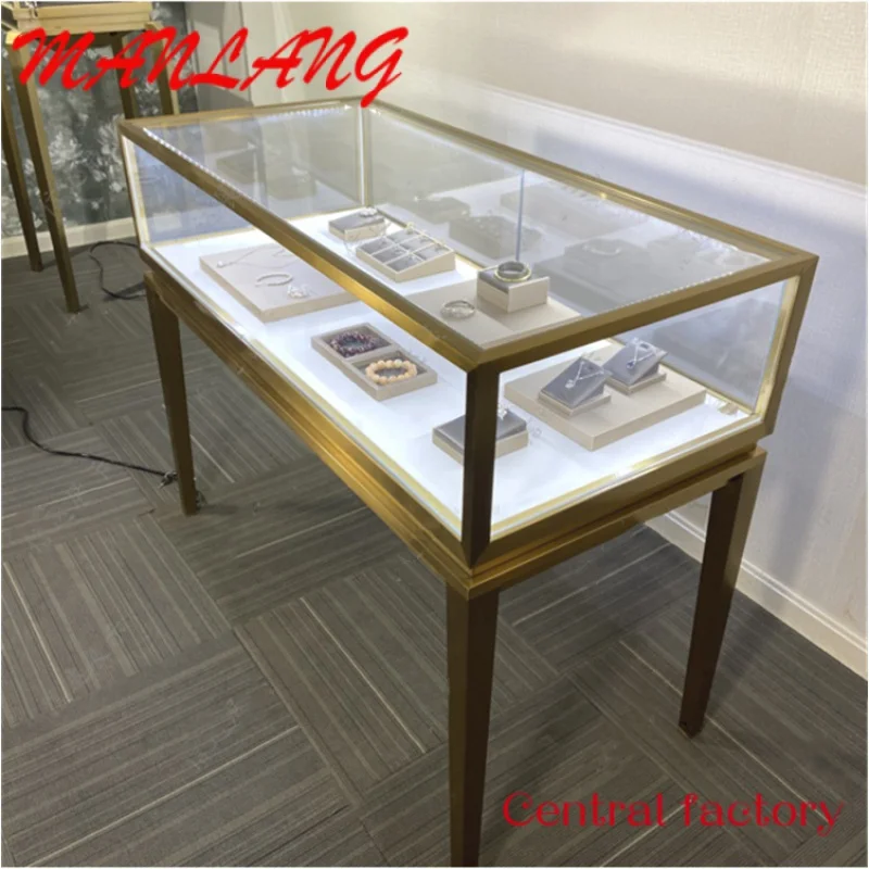 CustomStainless Steel Jewelry Store Display Counter Glass Display Cabinet Luxury Jewelry Showcase for Retail Shop