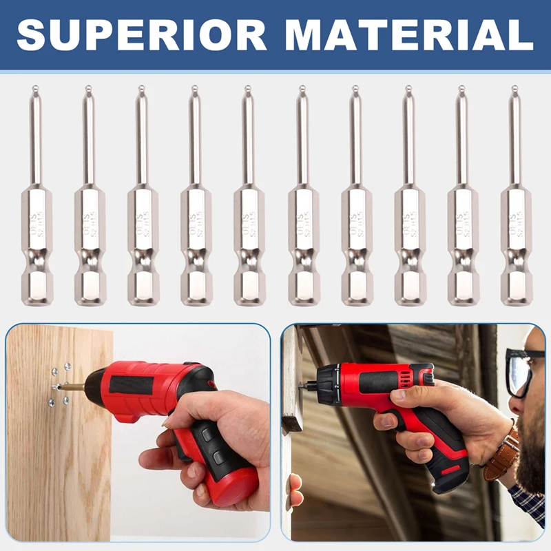 Магнитный шестигранный ключ, сверла, набор шестигранных отверток с шариковым наконечником, длина 100 мм, шариковая отвертка, шестигранный хвостовик 1/4 дюйма