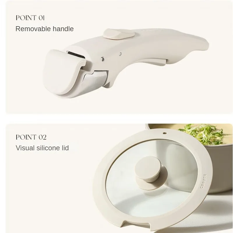 Приготовьте вкусные блюда с разноцветной антипригарной кухонной утварью в комплекте для газовой индукционной плиты со съемной ручкой