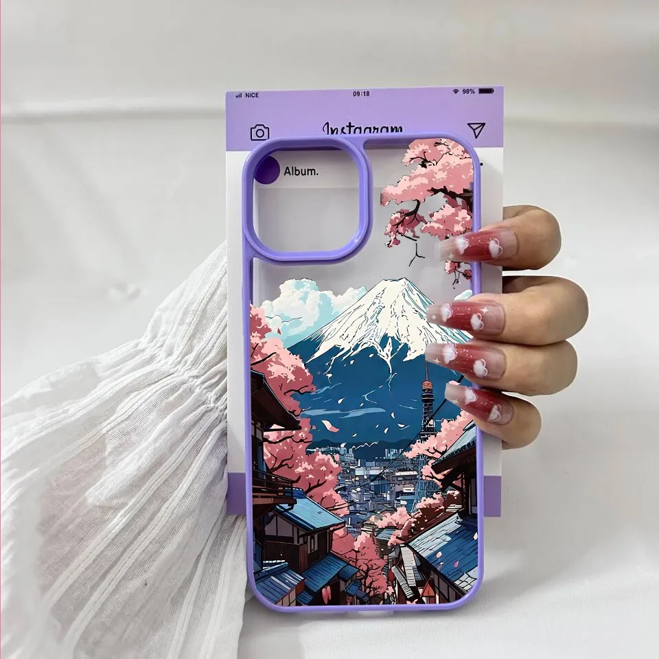 اليابان أنيمي الغروب الجبل المشهد جراب هاتف آيفون 17 16e 16 15 14 13 12 11 الهواء برو ماكس X XR XSMAX 8 زائد غطاء فاخر