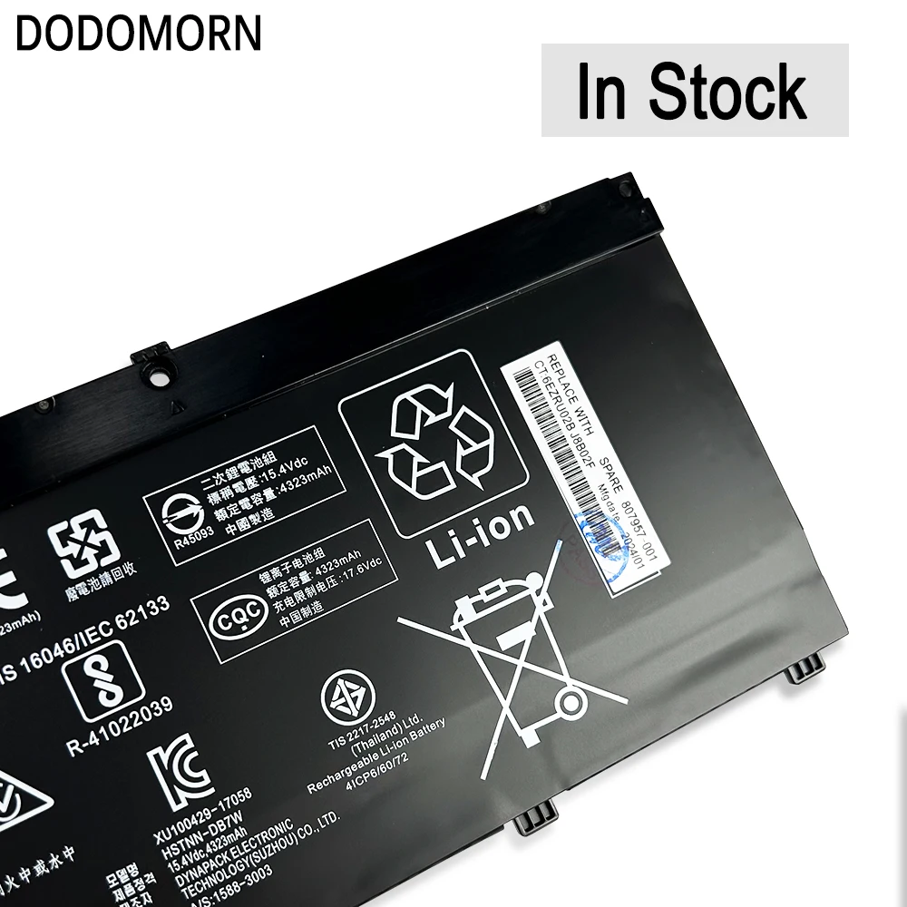 DODODOMORN-Bateria do portátil para HP Omen, SR04XL, 15-ce000, 15-DC0000, Pavilion 15-cb000, Pavilion Gaming 15, 2018, 4550mAh, 770 WH, Notebook