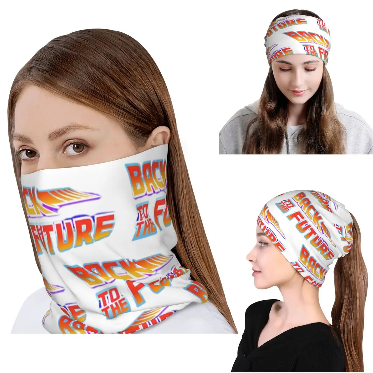 Back To The Future Movie Logo Bandana Neck Cover Wrap Scarf Multifunction Cycling Scarf Beanies Hat for Unisex Adult Windproof