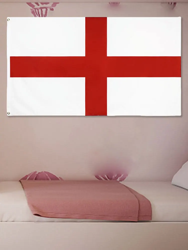 90x150cm 3x5 Ft England Flag Polyester St George Cross Flag Vivid Color Red Cross UK England Flag Party Bar Decoration
