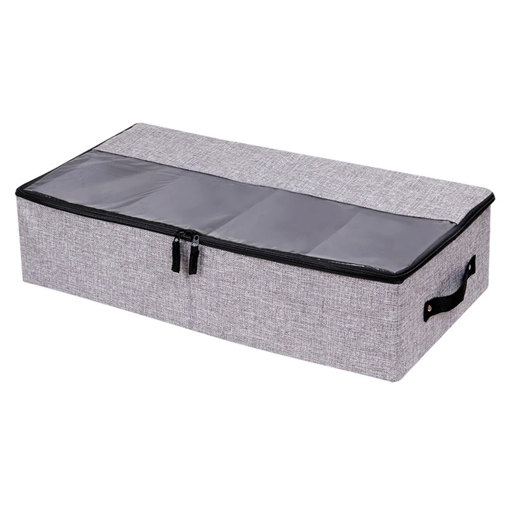 

Cotton Linen Shoe Box Storage Bag with PP Board Sturdy Organizer Transparent Window for Underbed Storage Foldable Shoebox