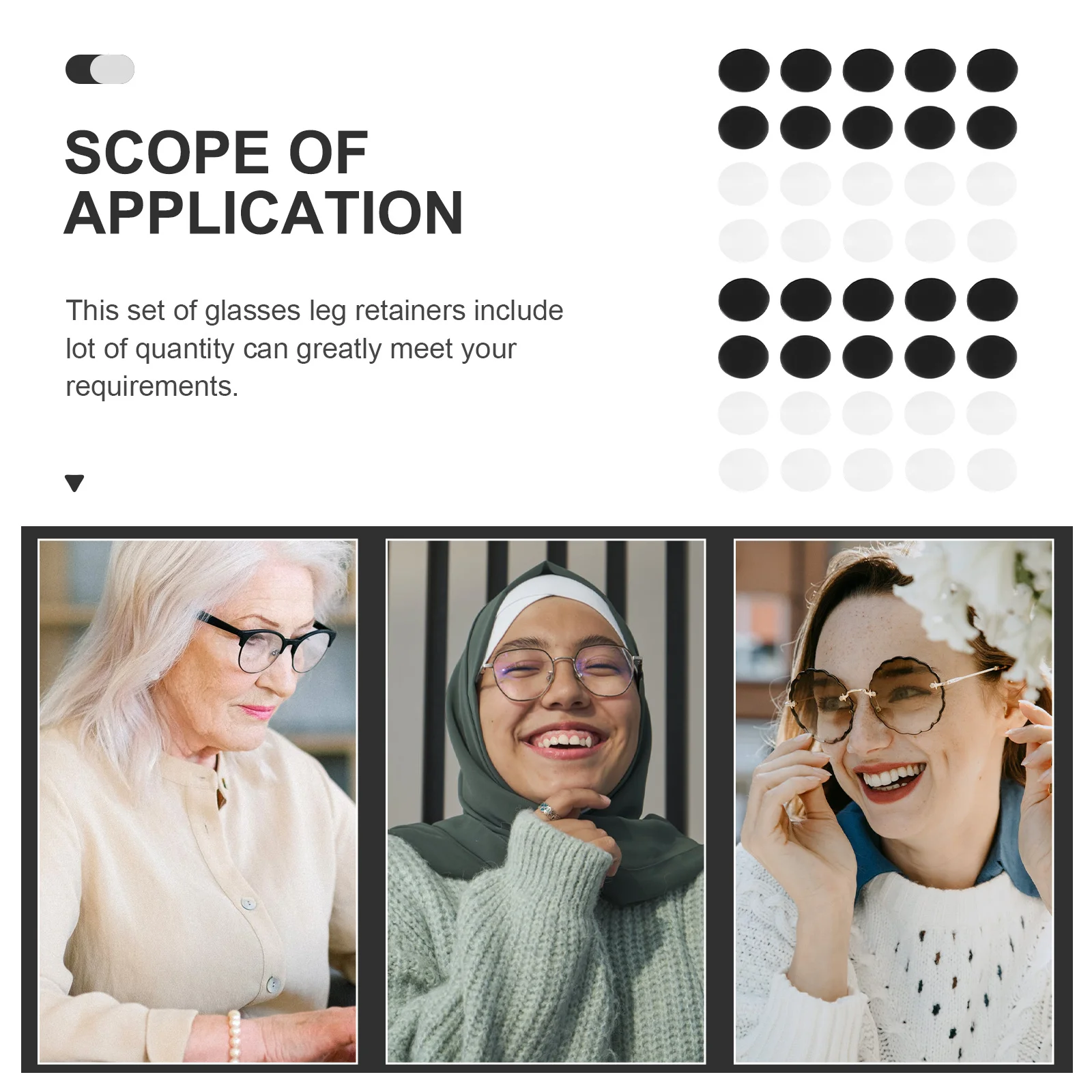 

40Pcs Non-Slip Oval-Shape Glasses Leg Covers Anti-Slip Silicone Grips for Myopia Running Swimming Gymnastics