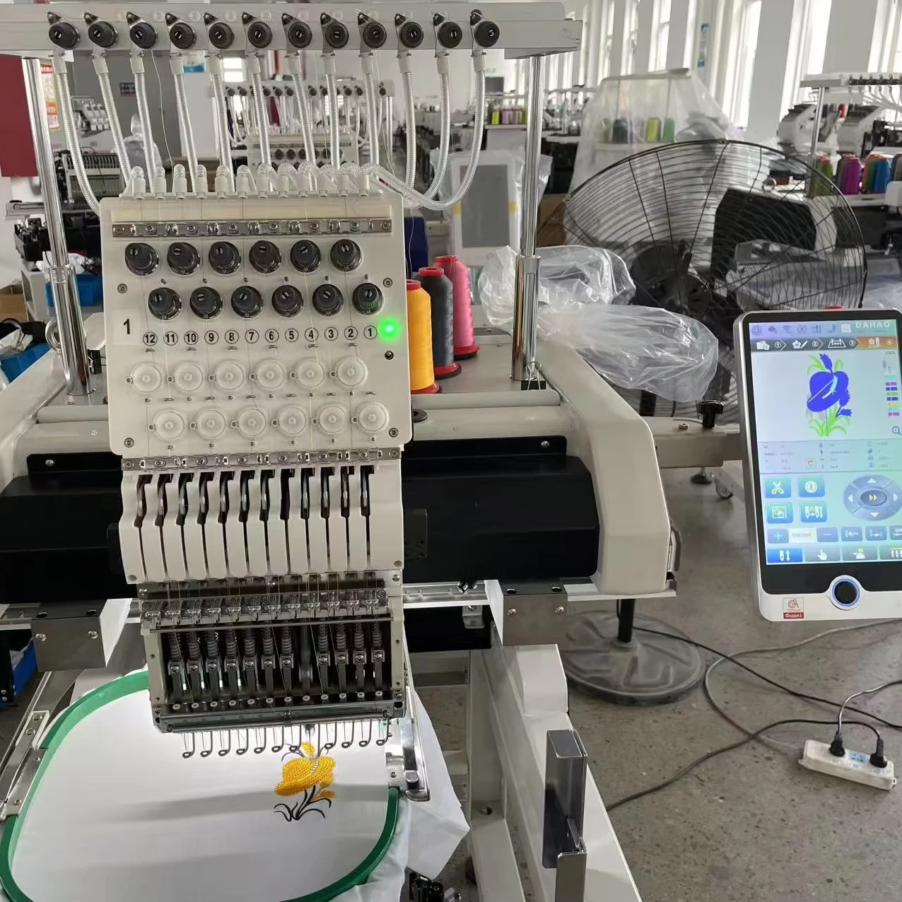 Single Head 15needles Automatic Computerized Embroidery Machine For Cap Tshirt Clothing Machine Stock Available