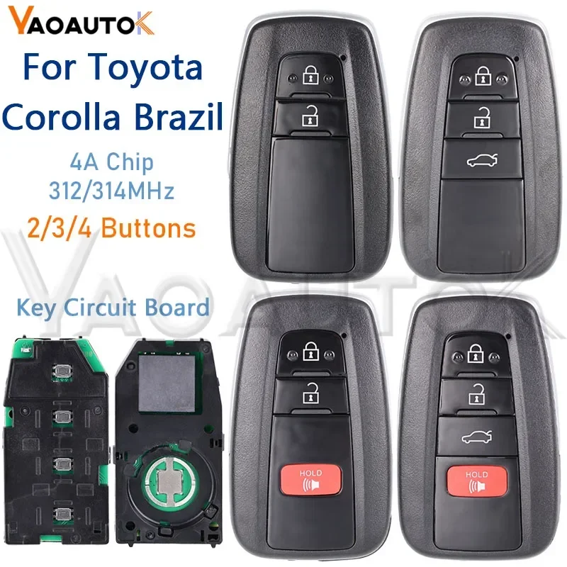 Smart Remote Car Key For Toyota Corolla Wolrd Keyless HYQ14FBN 4A Chip 312/314MHz For Brazil 8990H-02050 2018-2021 2/3/4 Buttons