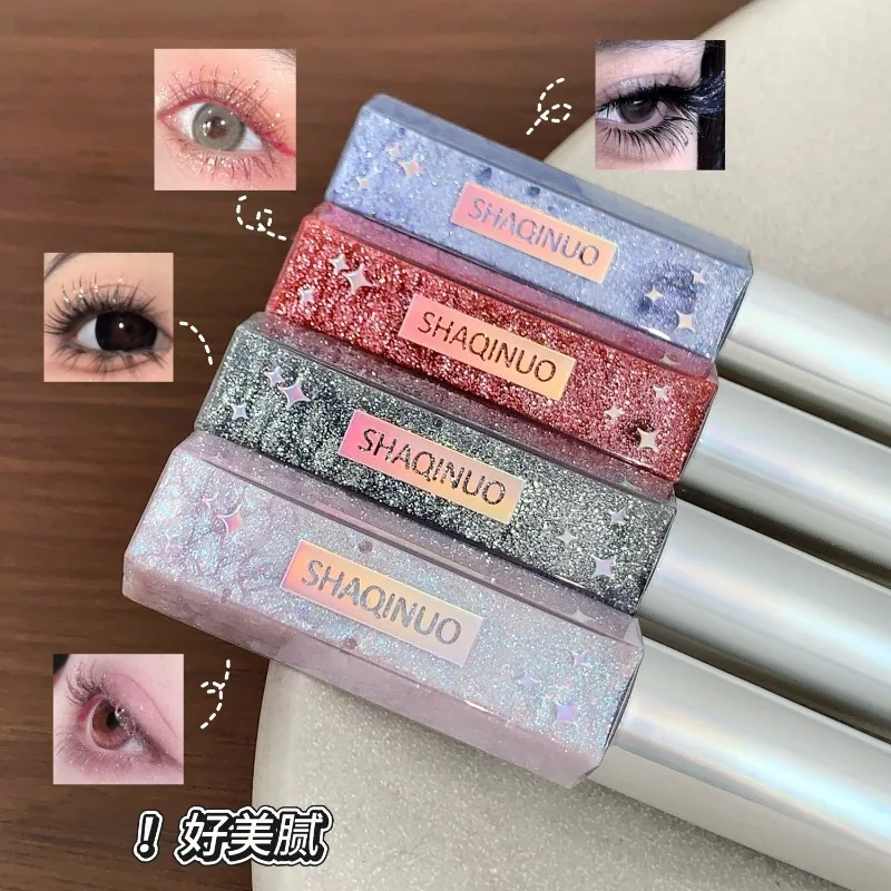 Glitter Colorful Mascara, Fine Shimmer Lash Mascara, Lengthening Volumizing Curling, Anti-smudge Eye Makeup