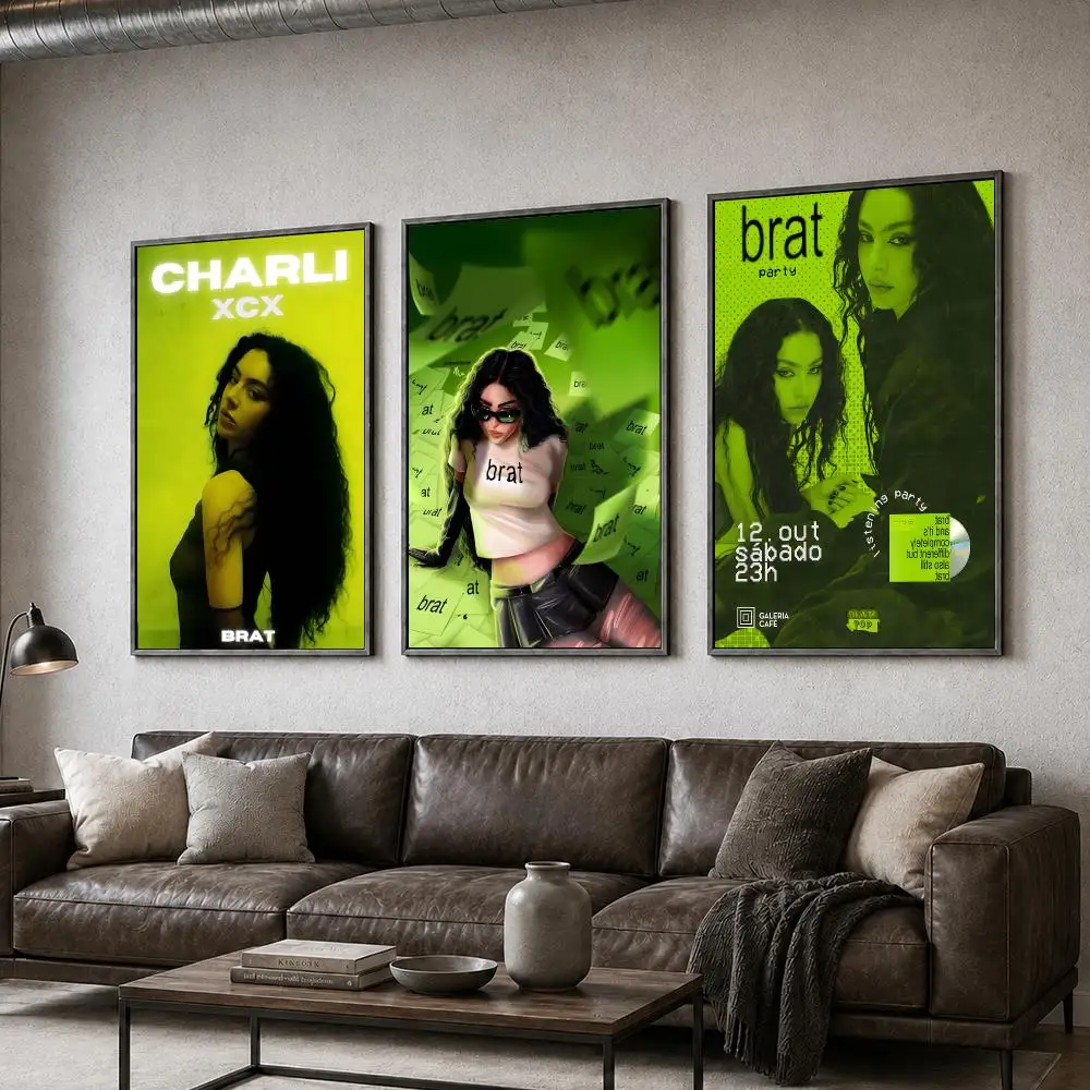 Music Charli XCX Pop Singer Brat Album Poster  PP Self Adhesive Home Garage Dorm Bar Wall Decor Aesthetic Retro Gift