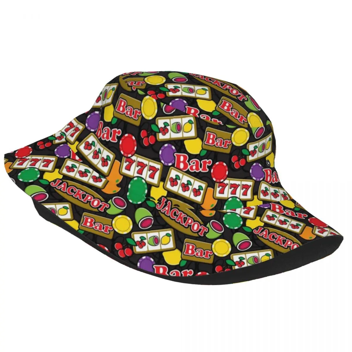 Casino Jackpot Lucky Slot Machine Fruit Slots Bucket Hats for Men Women Beach Sun Hat Stylish Packable for Outdoor Fisherman Cap