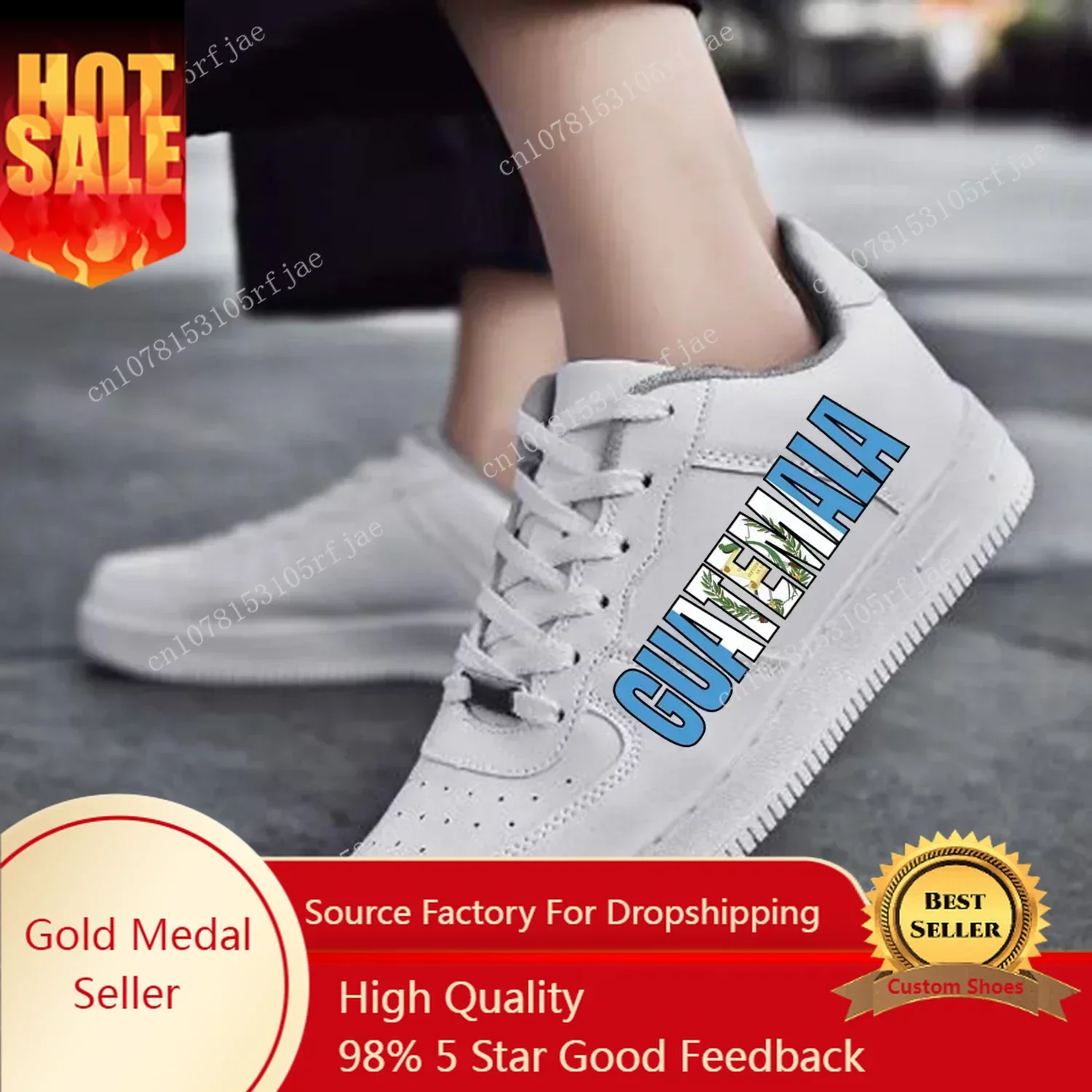 Guatemalan Flag AF Basket Pria Wanita olahraga berlari kualitas tinggi flat Force Sneakers renda Mesh disesuaikan membuat sepatu